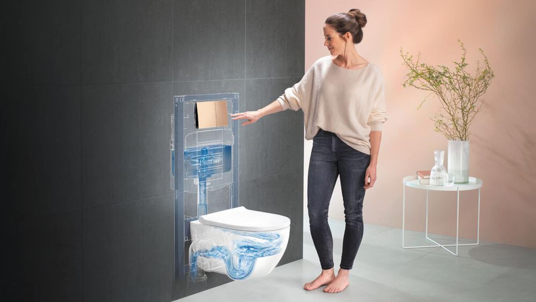 Die Geberit WC-Keramik bietet im Zusammenspiel mit dem Geberit Spülkasten eine überragende Spülleistung.